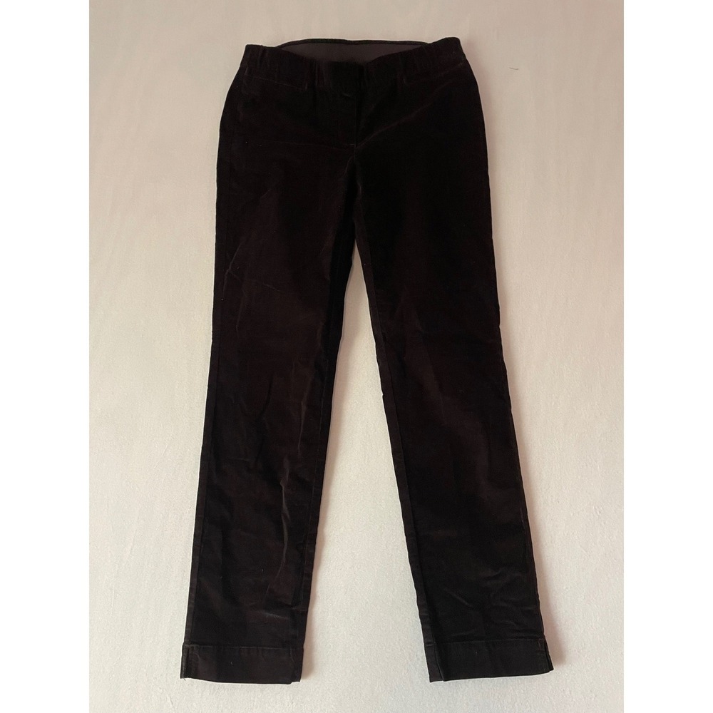 J.Jill Womens Dark Brown Velvet Pull‎ On Straight Leg Trousers Size 2